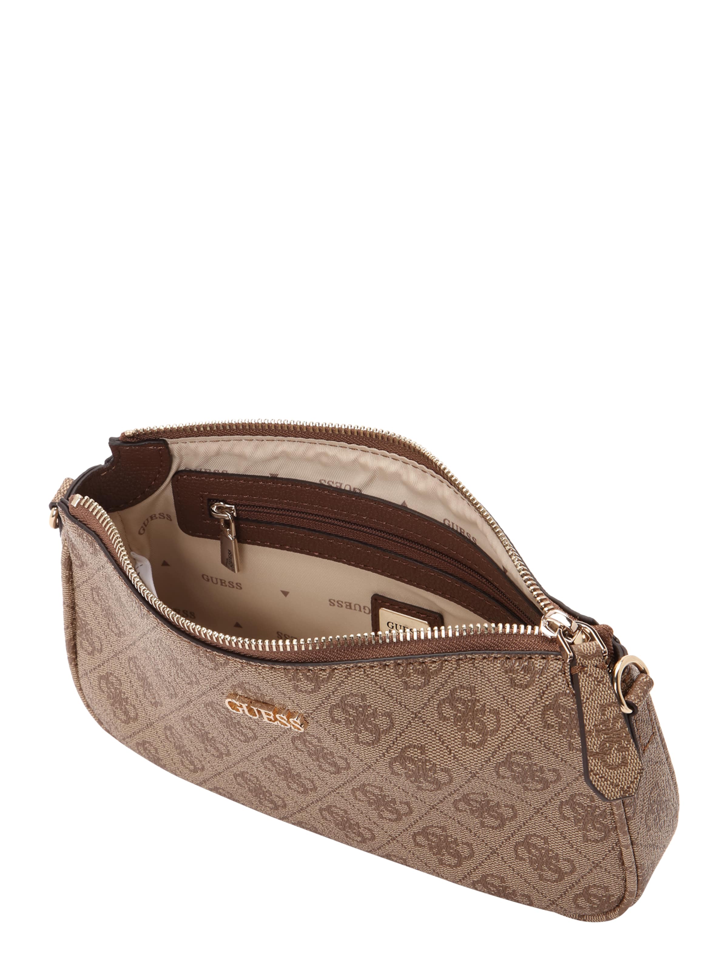 GUESS Τσάντα ώμου 'NOELLE II DBL POUCH CROSSBODY' σε καφέ