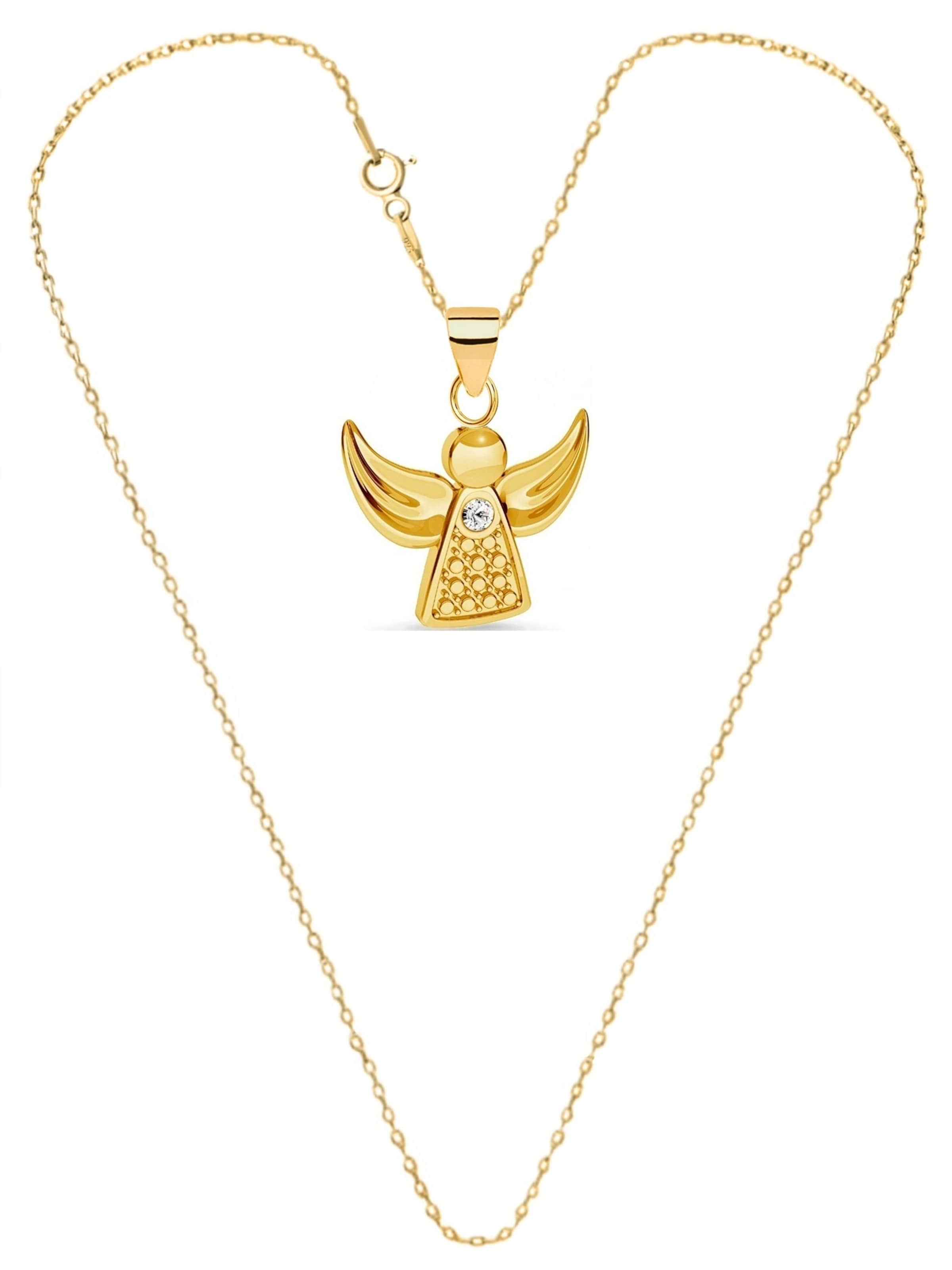 Goldene Hufeisen Kette 'Schutzengel'‌‌‌‌ in Gold: Vorderseite