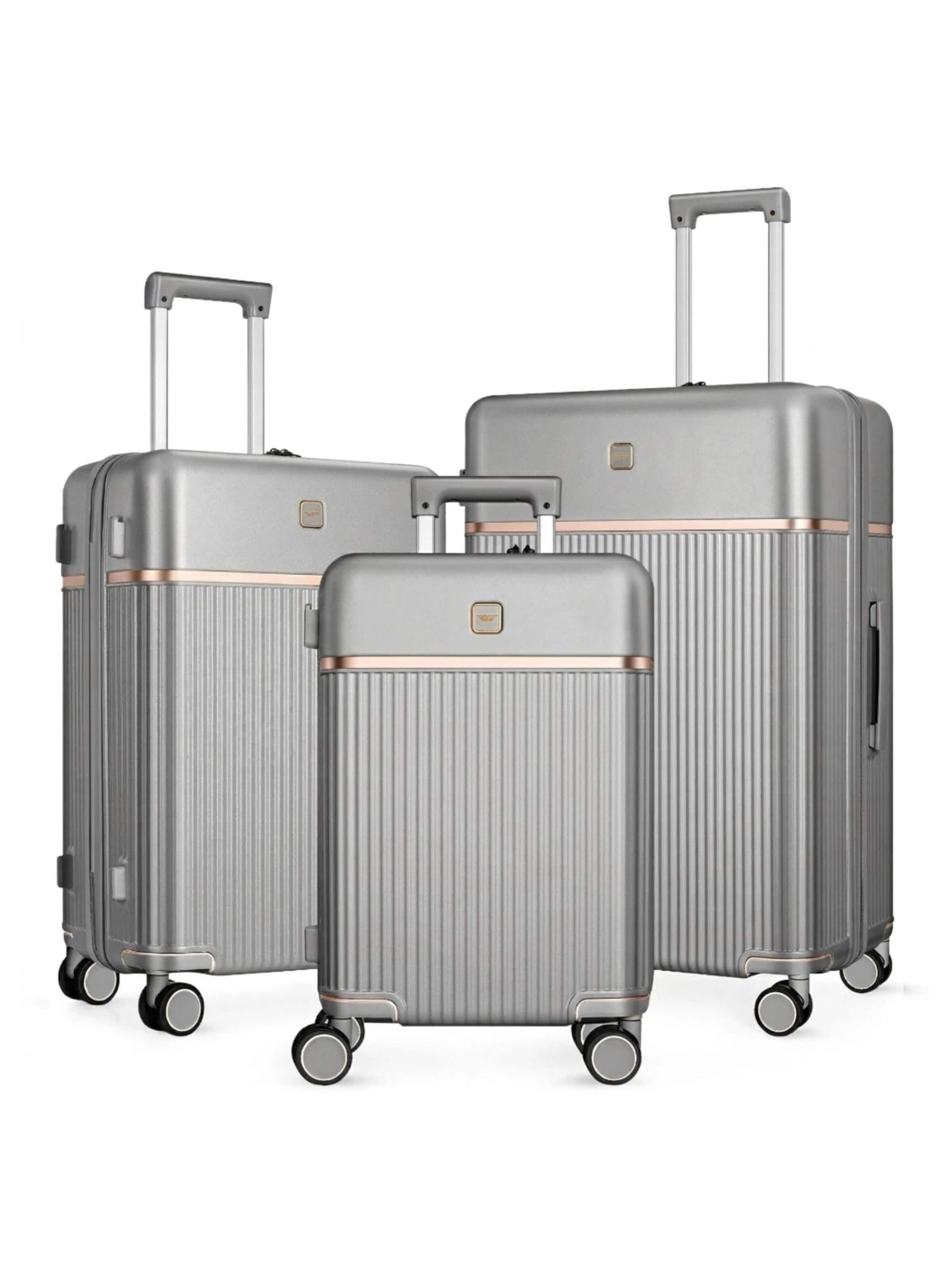 4FLY Suitcase Set in Silver: front