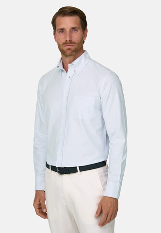Boggi Milano Regular fit Overhemd in Blauw: voorkant