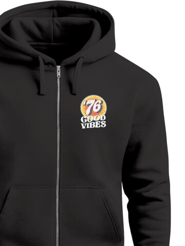 Neverless Zip-Up Hoodie 'Good Vibes '76' in Black