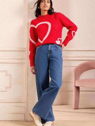 Pull-over love & roses en rouge