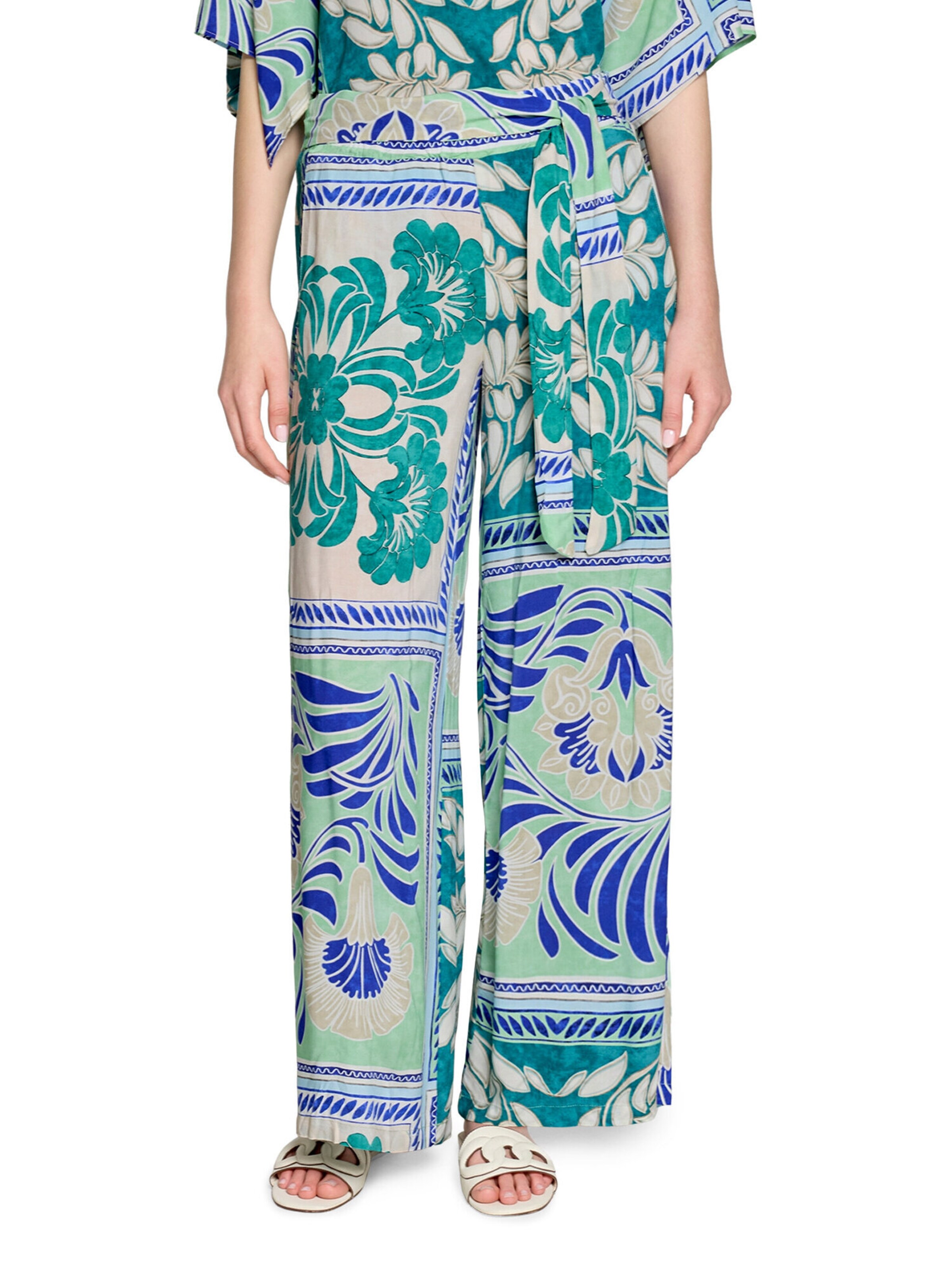 Cartoon Loosefit Palazzo-Hose mit Gummizug in Grün
