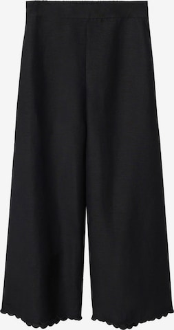 MANGO Wide leg Broek 'ALMOND' in Zwart: voorkant