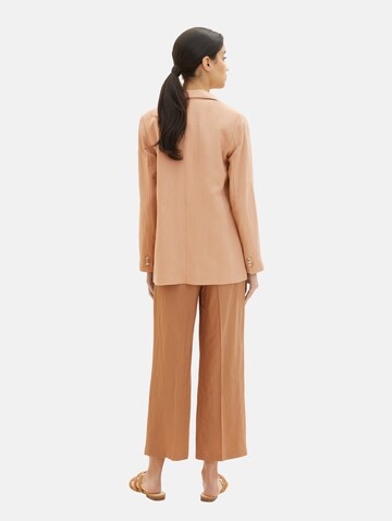 TOM TAILOR Loose fit Trousers with creases 'Lea' in Brown