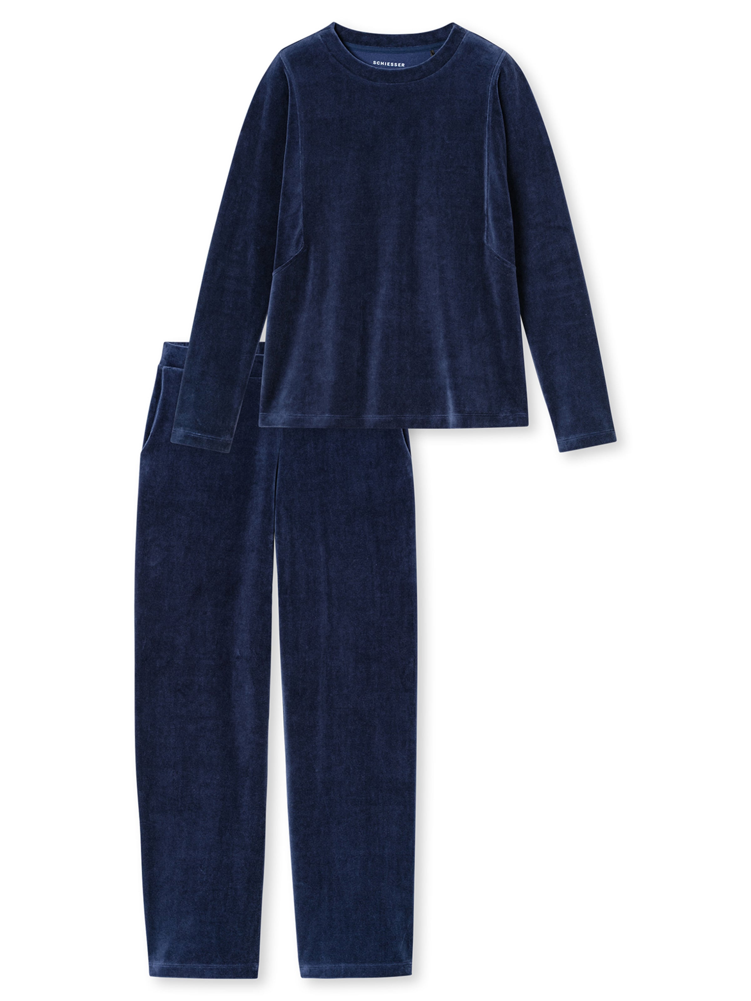 Pyjama ' Casual Velour ' SCHIESSER en bleu : devant