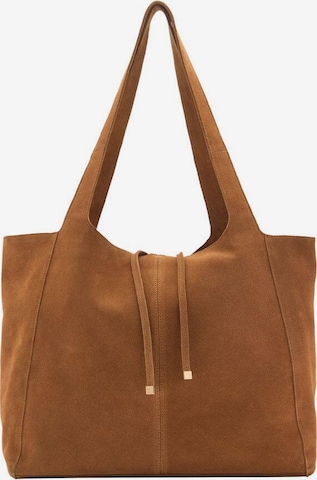 MANGO Shopper in Brown: front