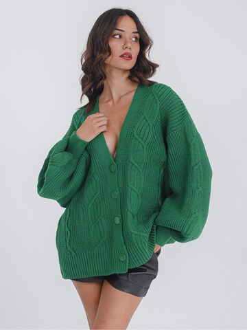 Cardigan oversize ' Huiza ' FRESHLIONS en vert : devant