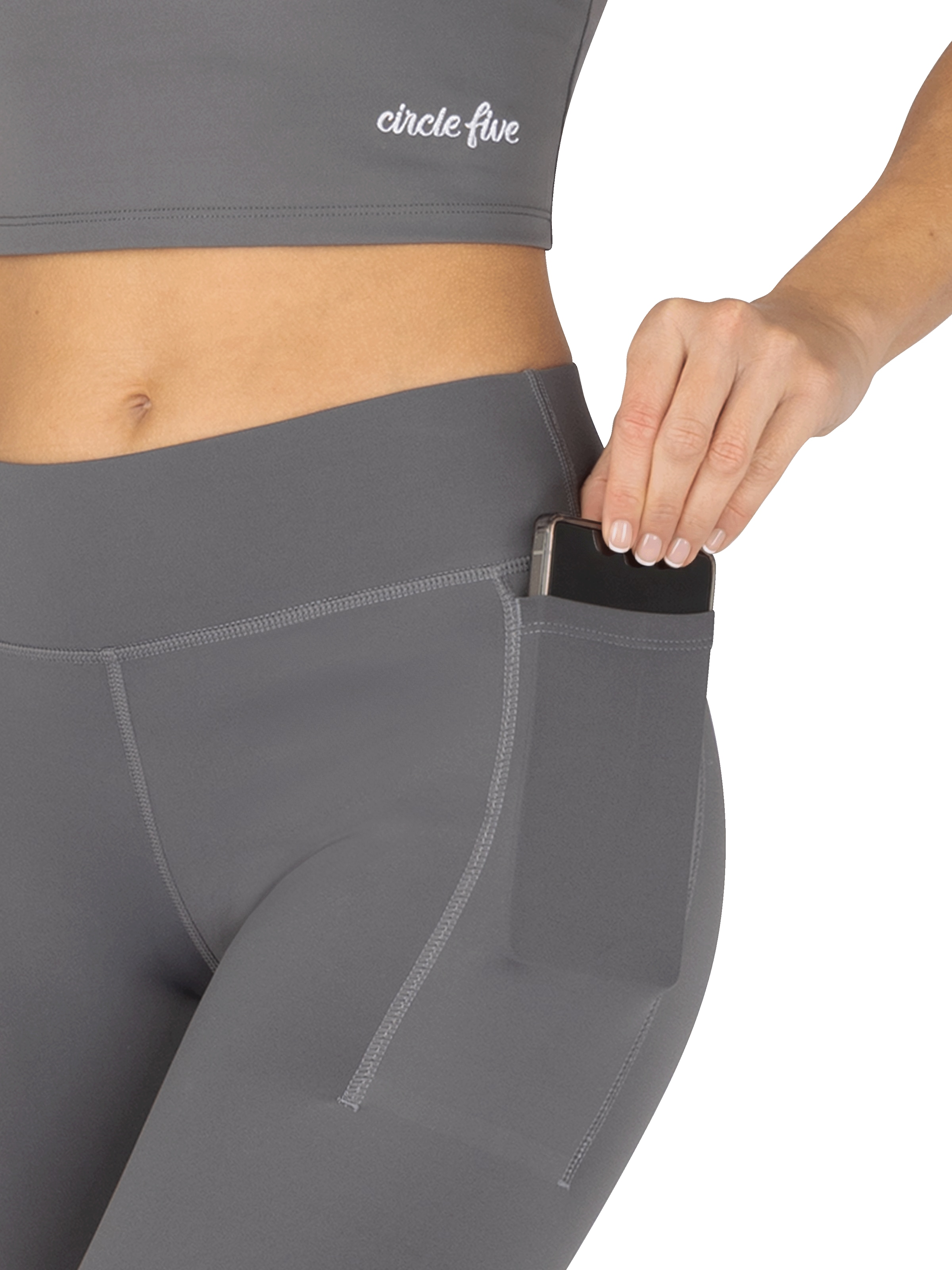 Circle Five Skinny Leggings 'Shapinghose Sportleggings mit Taschen' in Grey