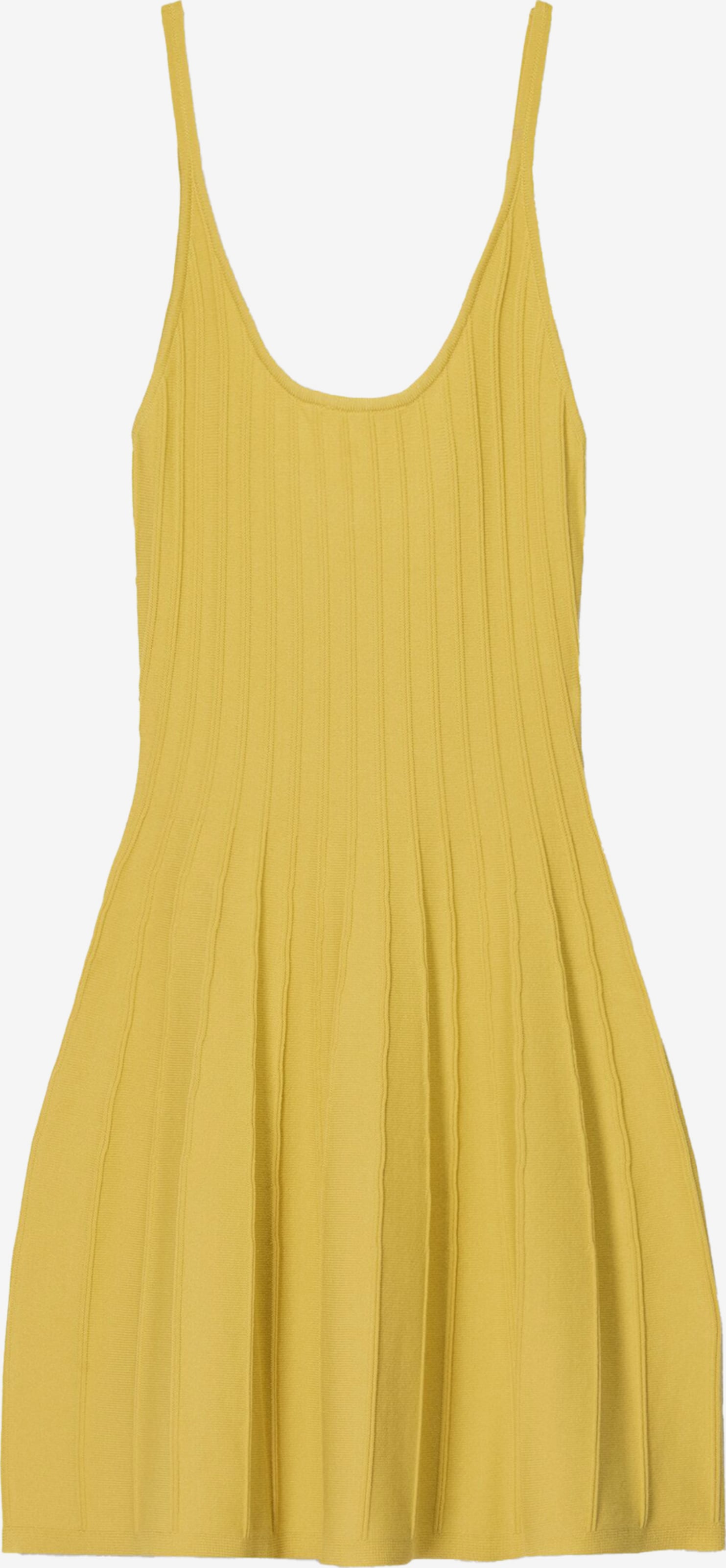 h&m yellow knit dress Women's Light yellow Rib-Knit Beach Dress