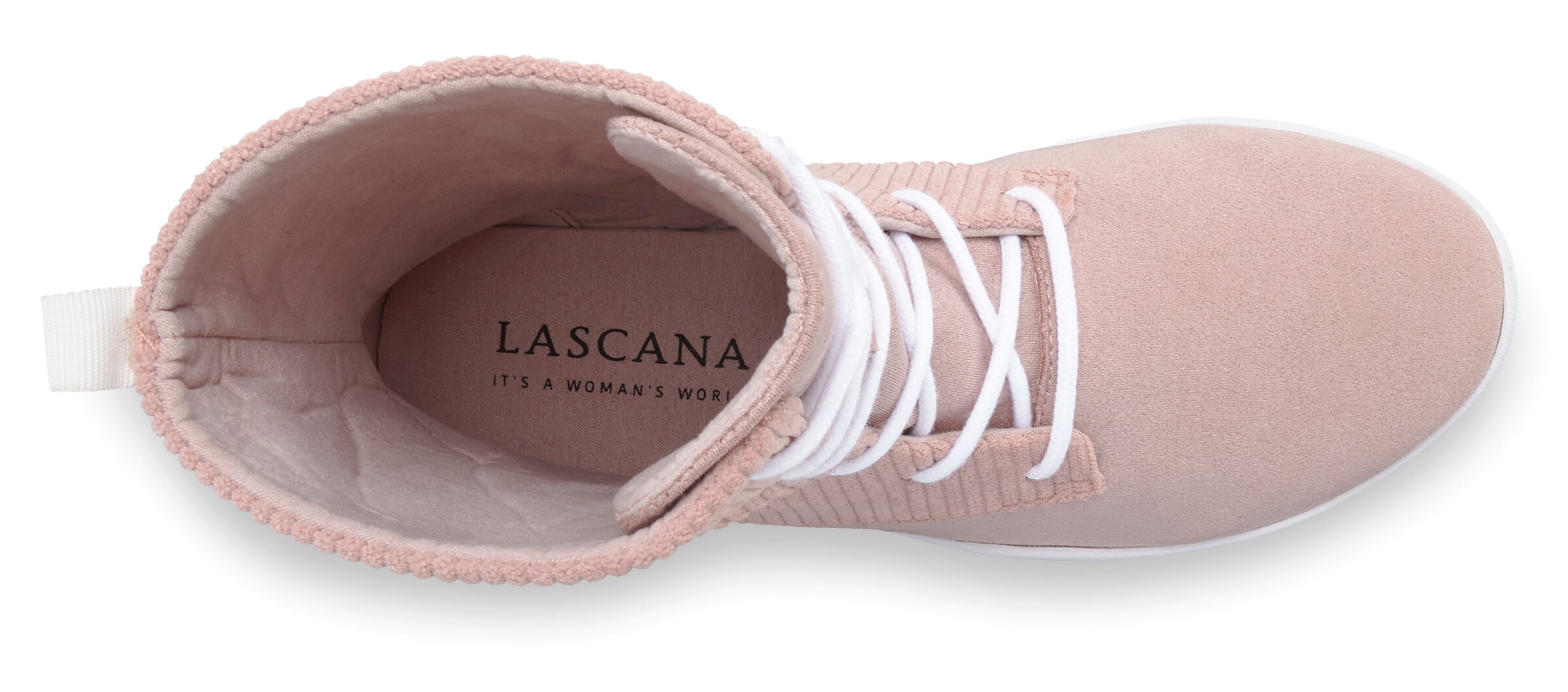LASCANA Lace-up boot in Pink