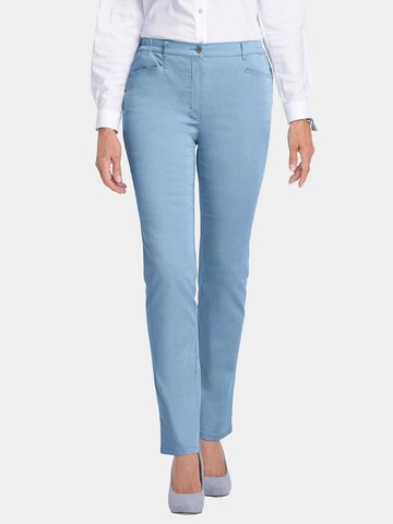 Coupe slim Pantalon 'Anna' Goldner en bleu : devant