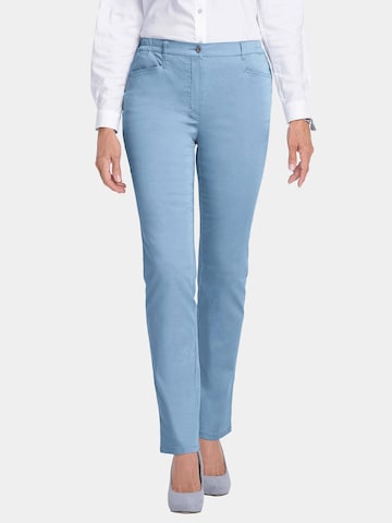 Coupe slim Pantalon 'Anna' Goldner en bleu : devant