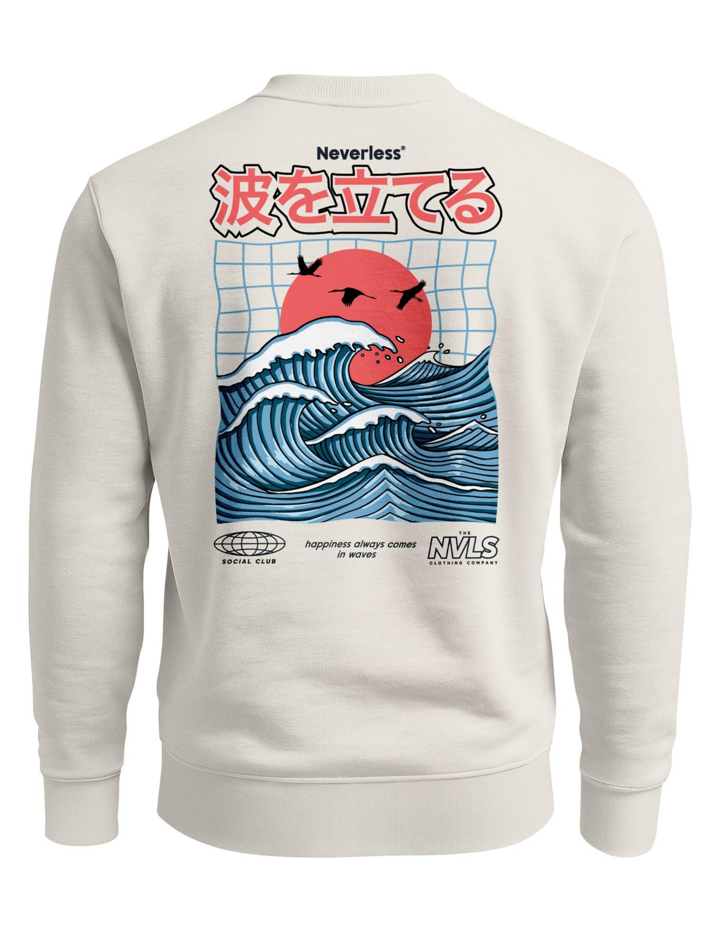 Neverless Sweatshirt 'Japan Wave' in Beige