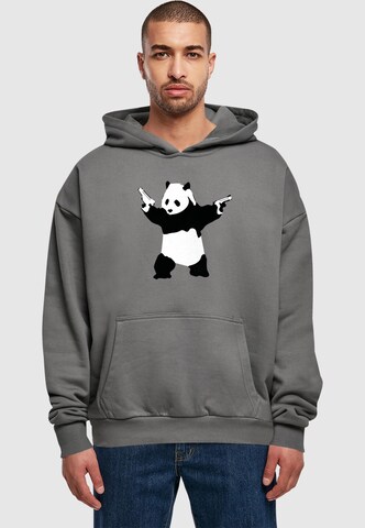 Merchcode Sweatshirt 'Brandalised - Panda Guns' in Grau: Vorderseite