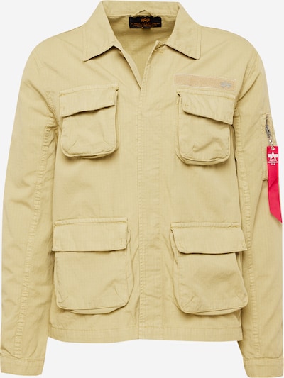 Demisezoninė striukė iš ALPHA INDUSTRIES, spalva – rusvai žalia / raudona / balta, Prekių apžvalga