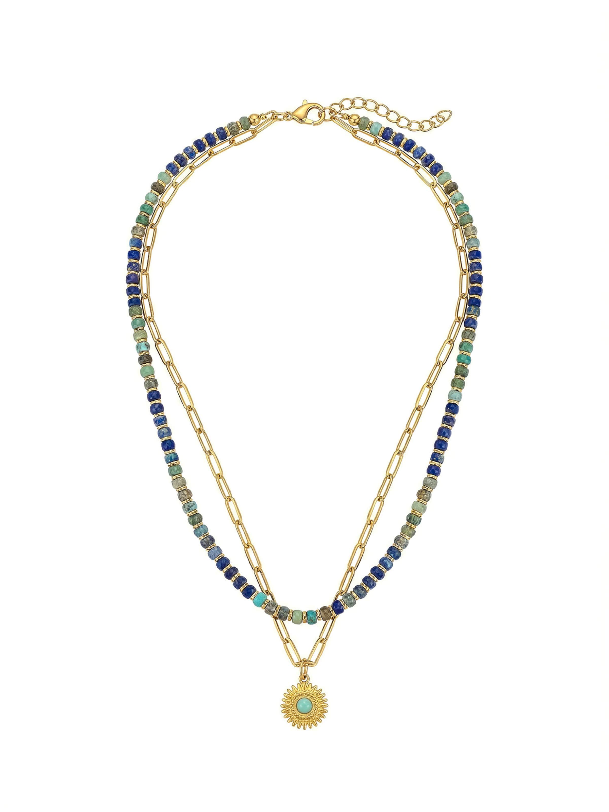 Nemomatheo Necklace 'Sun & Stone' in Blue: front