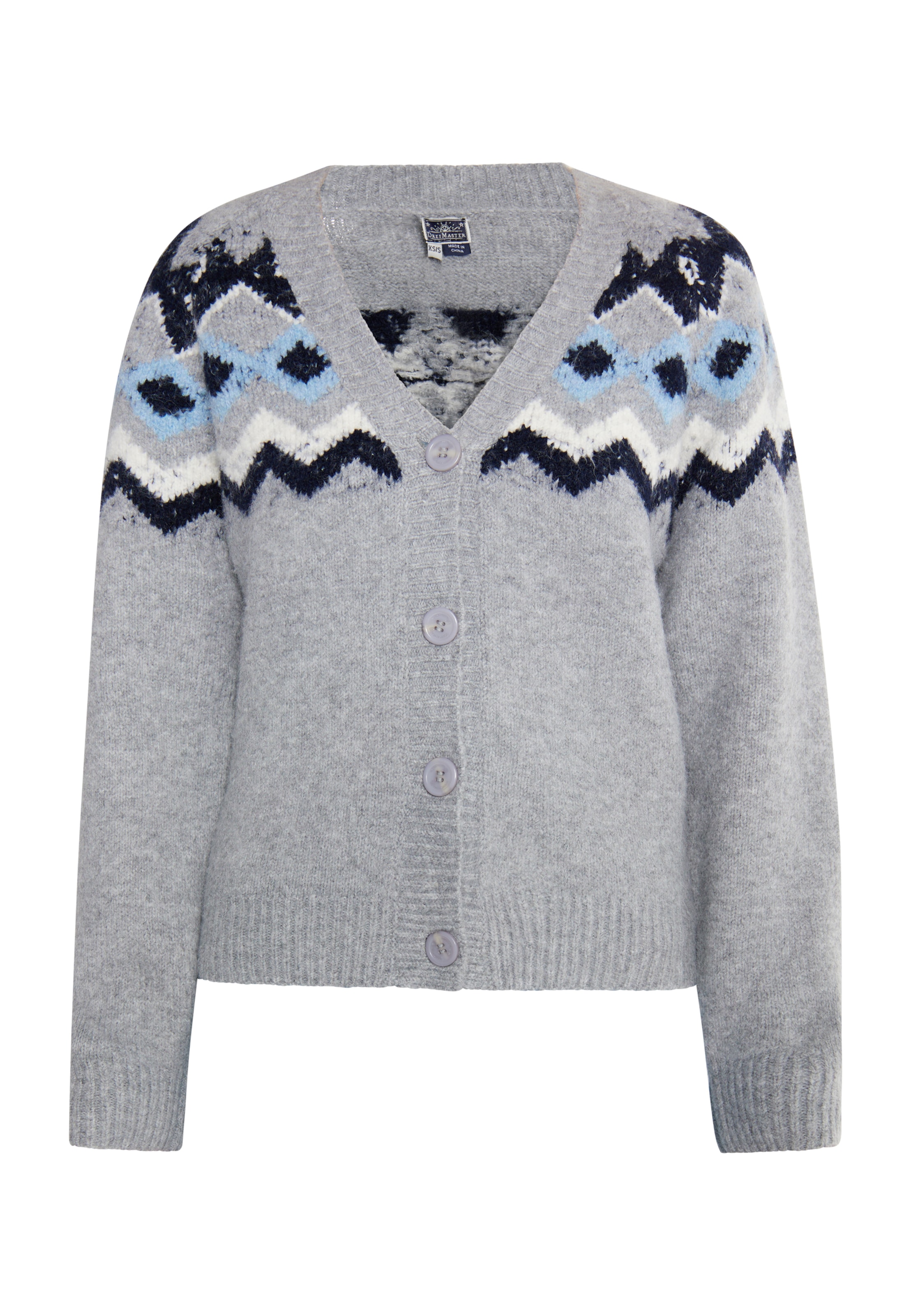 DreiMaster Maritim Strickjacke in Grau: Vorderseite