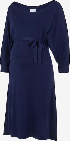 MAMALICIOUS Stickad klänning 'Paulina' i blå: framsida