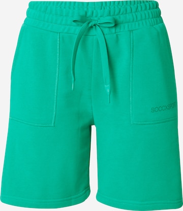 Soccx Regular Pants in Green: front