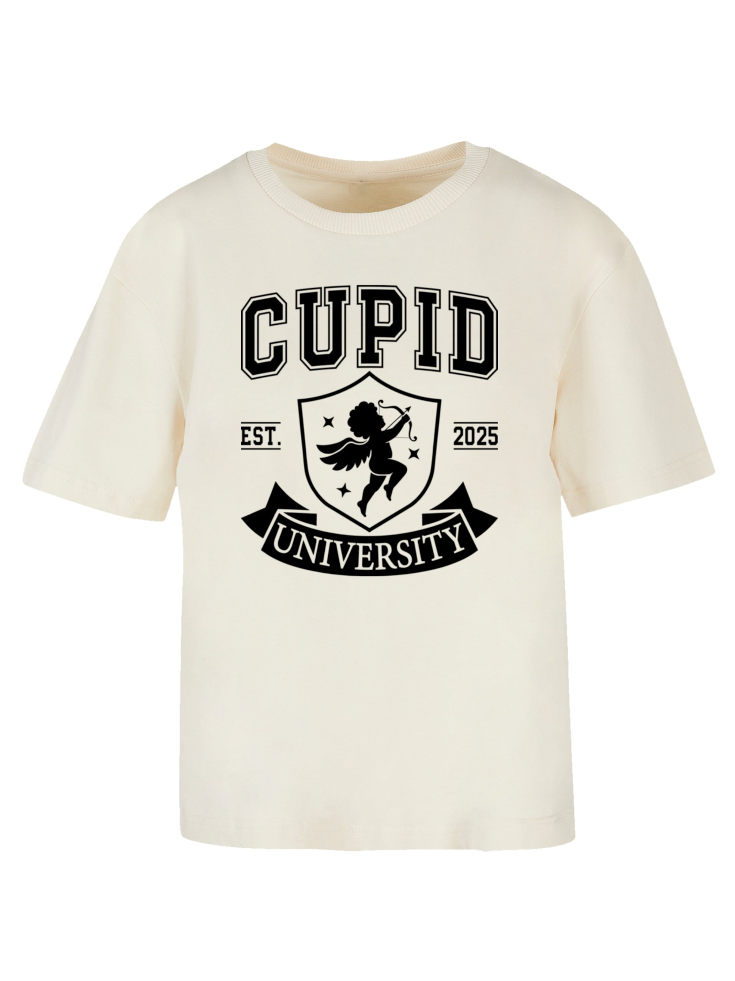 F4NT4STIC T-Shirt 'Cupid University Valentinstag' in Beige: Vorderseite