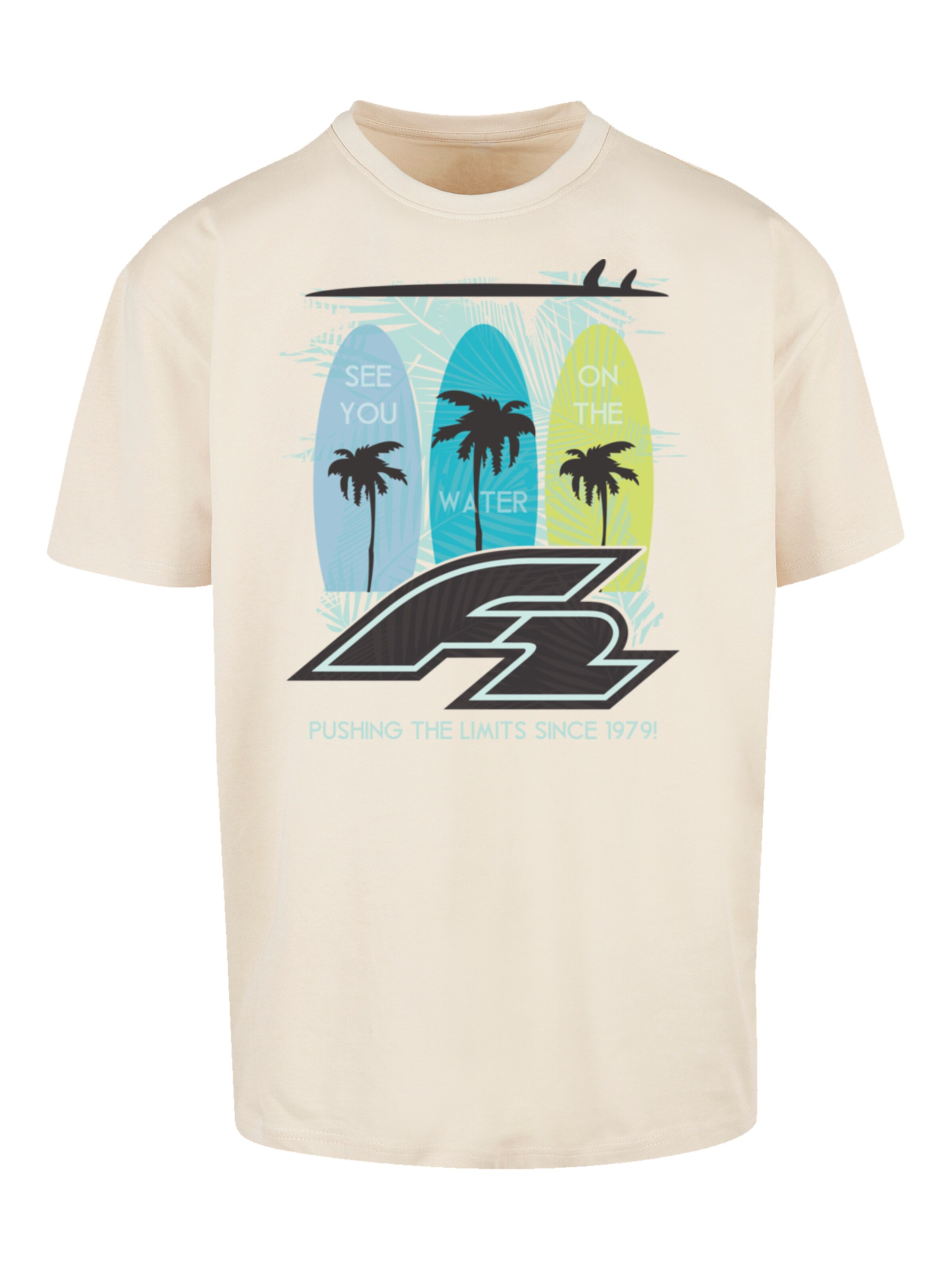 F2 Shirt 'Surboards See You On The Water Sommer Vibe' in Beige: front