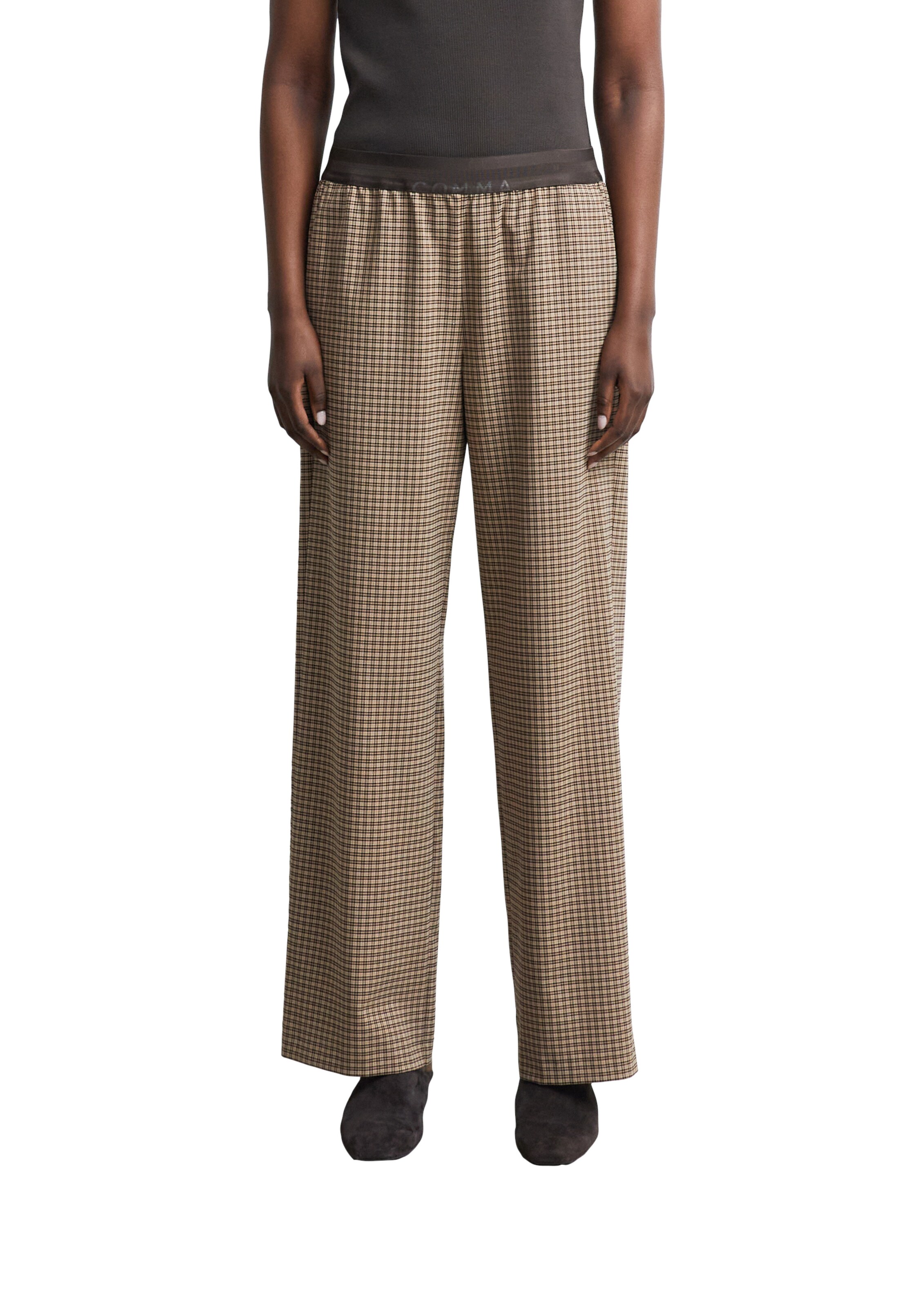 COMMA Wide leg Trousers in Brown: front