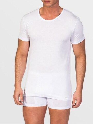 zd ZERO DEFECTS Undershirt 'Crew-neck T-shirt Mercerized Cotton' in White: front