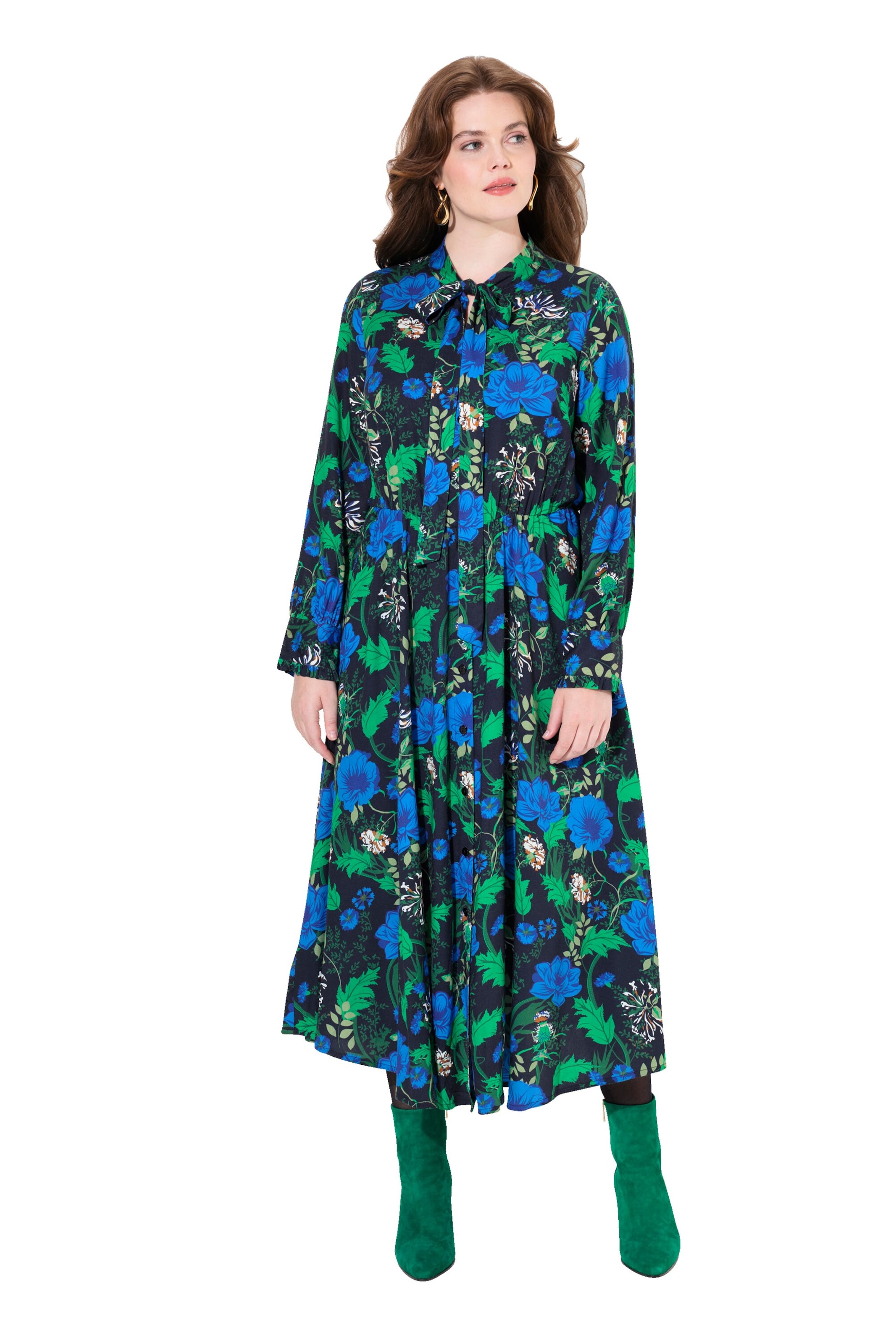 Ulla Popken Blusenkleid in Schwarz: Vorderseite