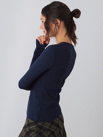 Honest Basics Shirt 'Long Rib' in Blauw