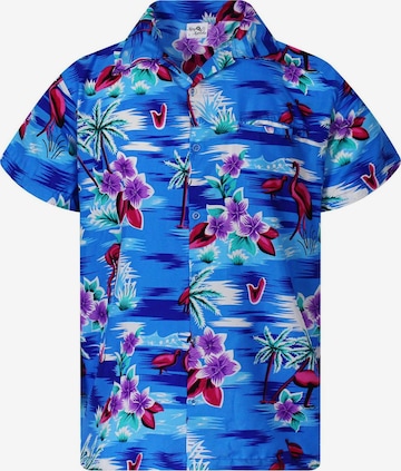 King Kameha Shirt 'Flamingos' in Blau: Vorderseite