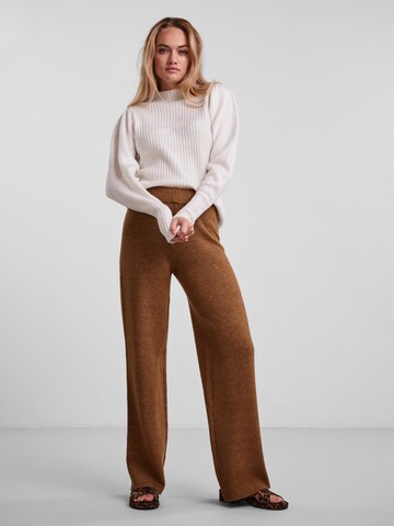 PIECES Wide leg Pants 'Celic' in Brown