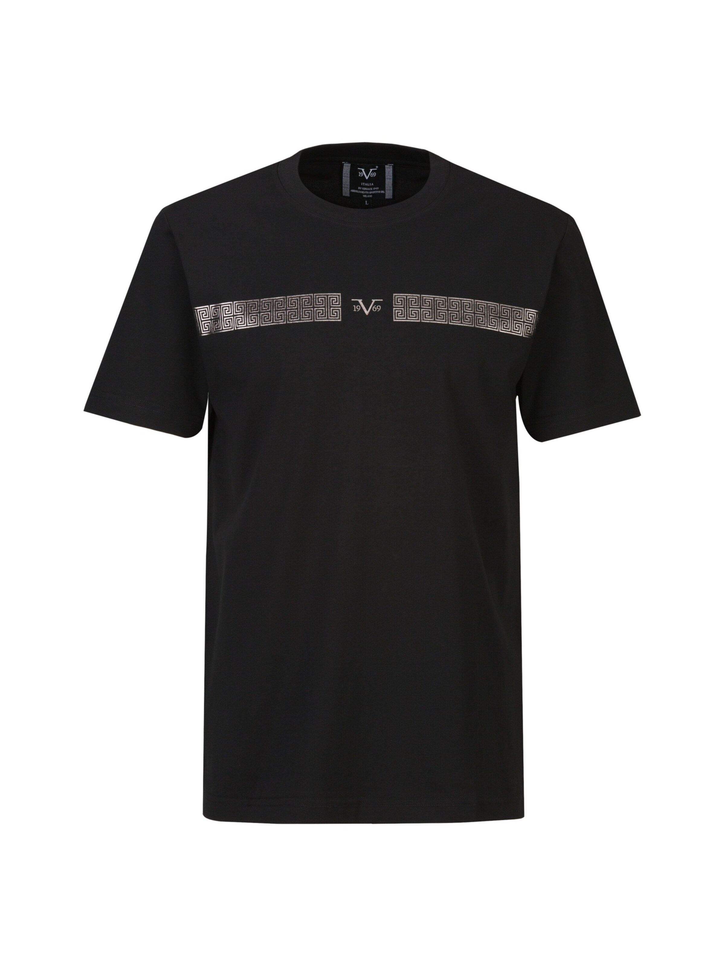 19V69 ITALIA Shirt 'Rafael New Banderole' in Black: front