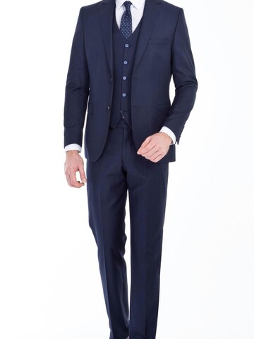 Keskin Collection Regular Suit 'Designer Anzug 3 tlg Grau Schwarz Dunkelblau' in Blue