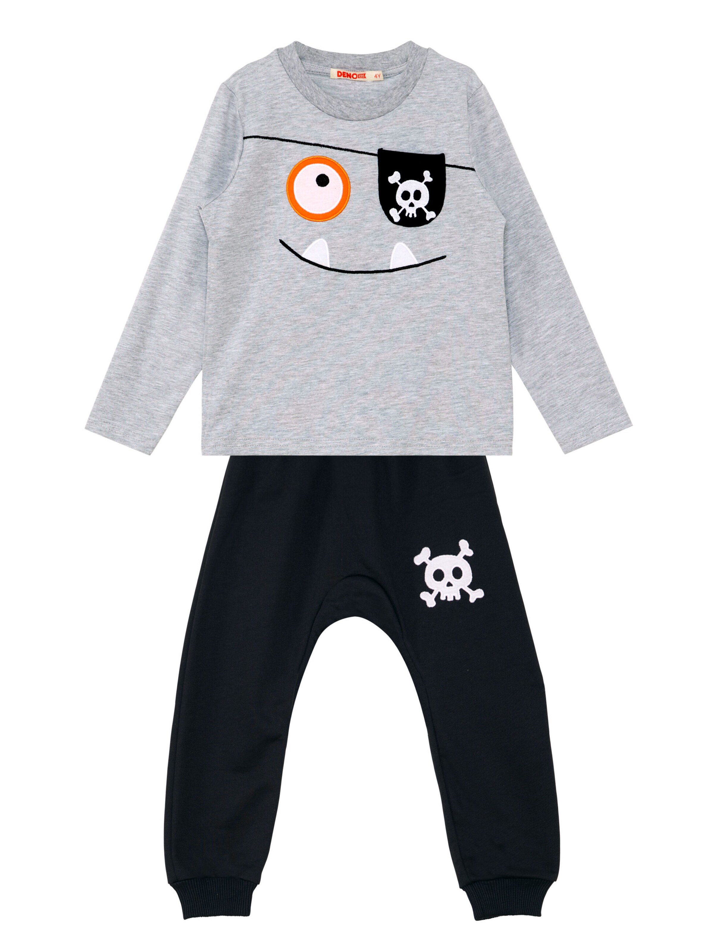 Denokids Set 'Happy Pirate' in Grau: Vorderseite