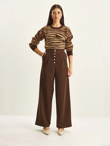 Bianco Lucci Wide leg Bandplooibroek in Bruin