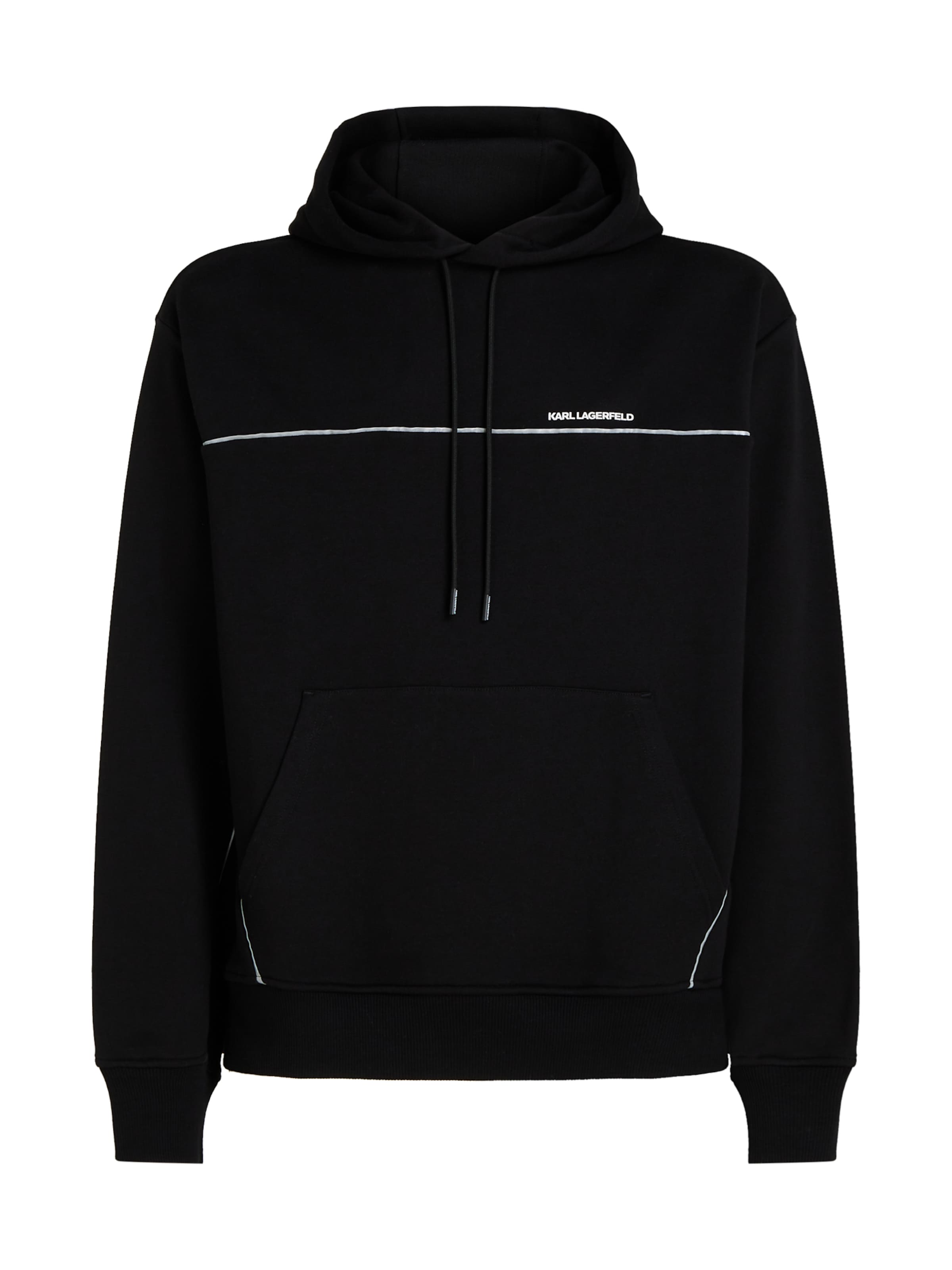 Karl Lagerfeld Sweatshirt 'Reflective Pipe-Lined' i svart: framsida