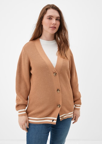 TRIANGLE Knit Cardigan in Brown: front