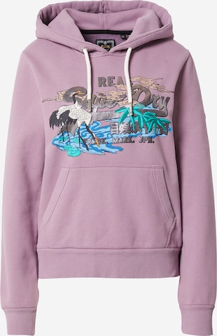 Sweat-shirt Superdry en violet : devant