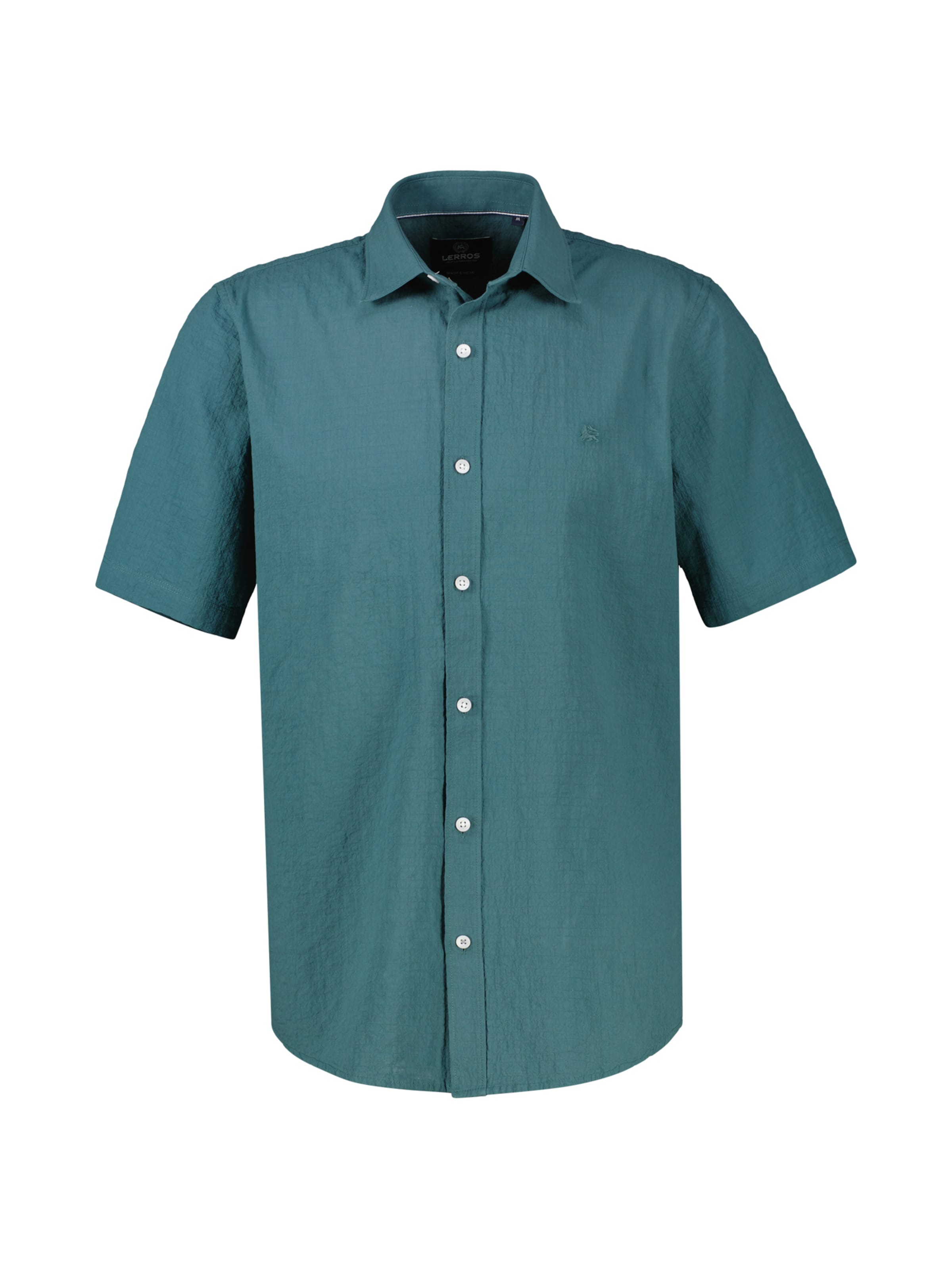 LERROS Regular Fit Kurzarmhemd im Knitterlook in Grün: Vorderseite
