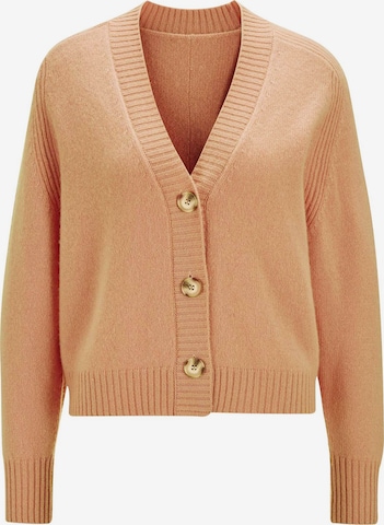 MADELEINE Gebreid vest in Oranje: voorkant