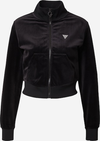 GUESS Sudadera con cremallera deportiva COUTURE en Negro ABOUT YOU