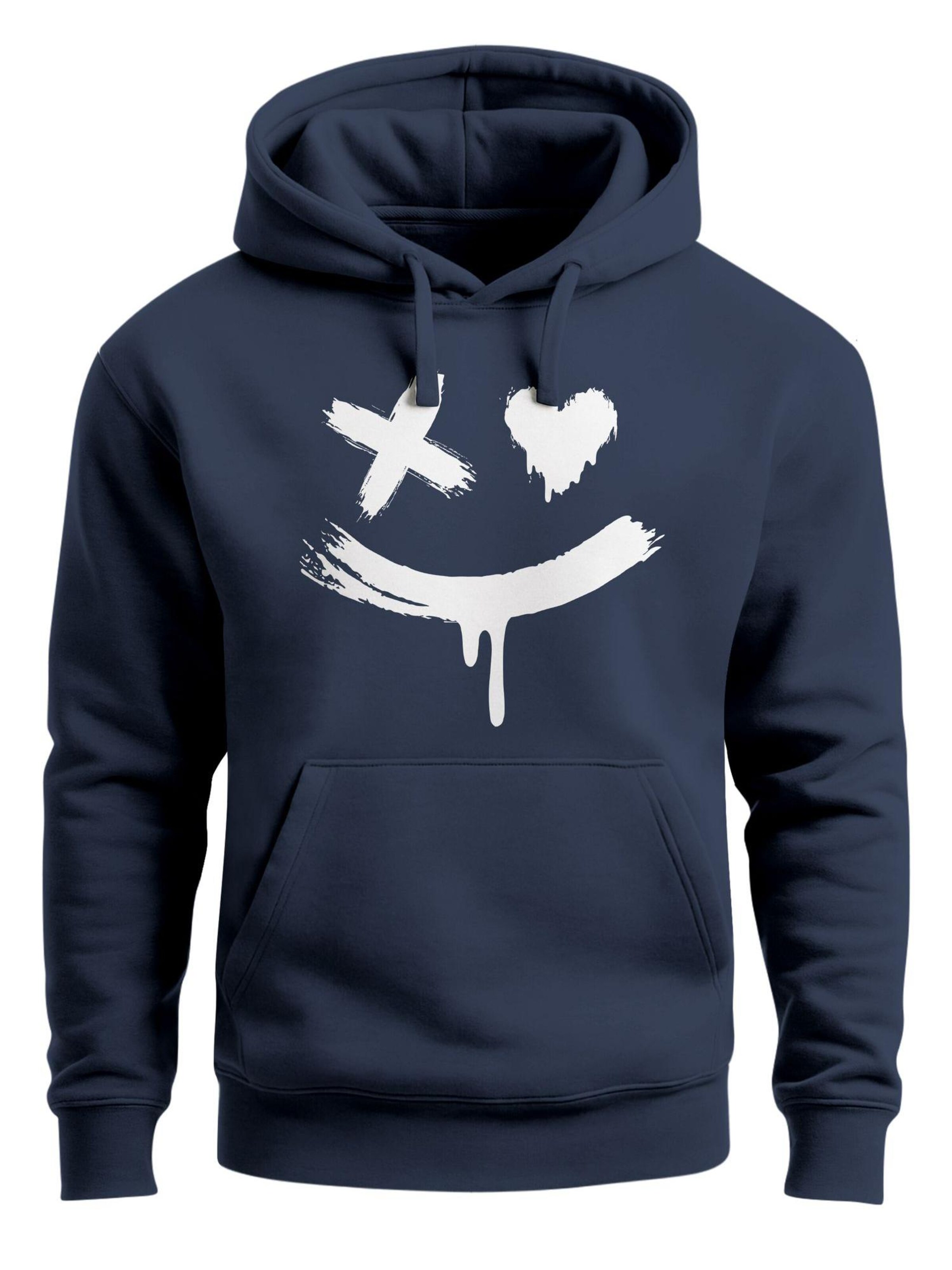 Neverless Sweatshirt 'Creepy Smile' in Blue: front