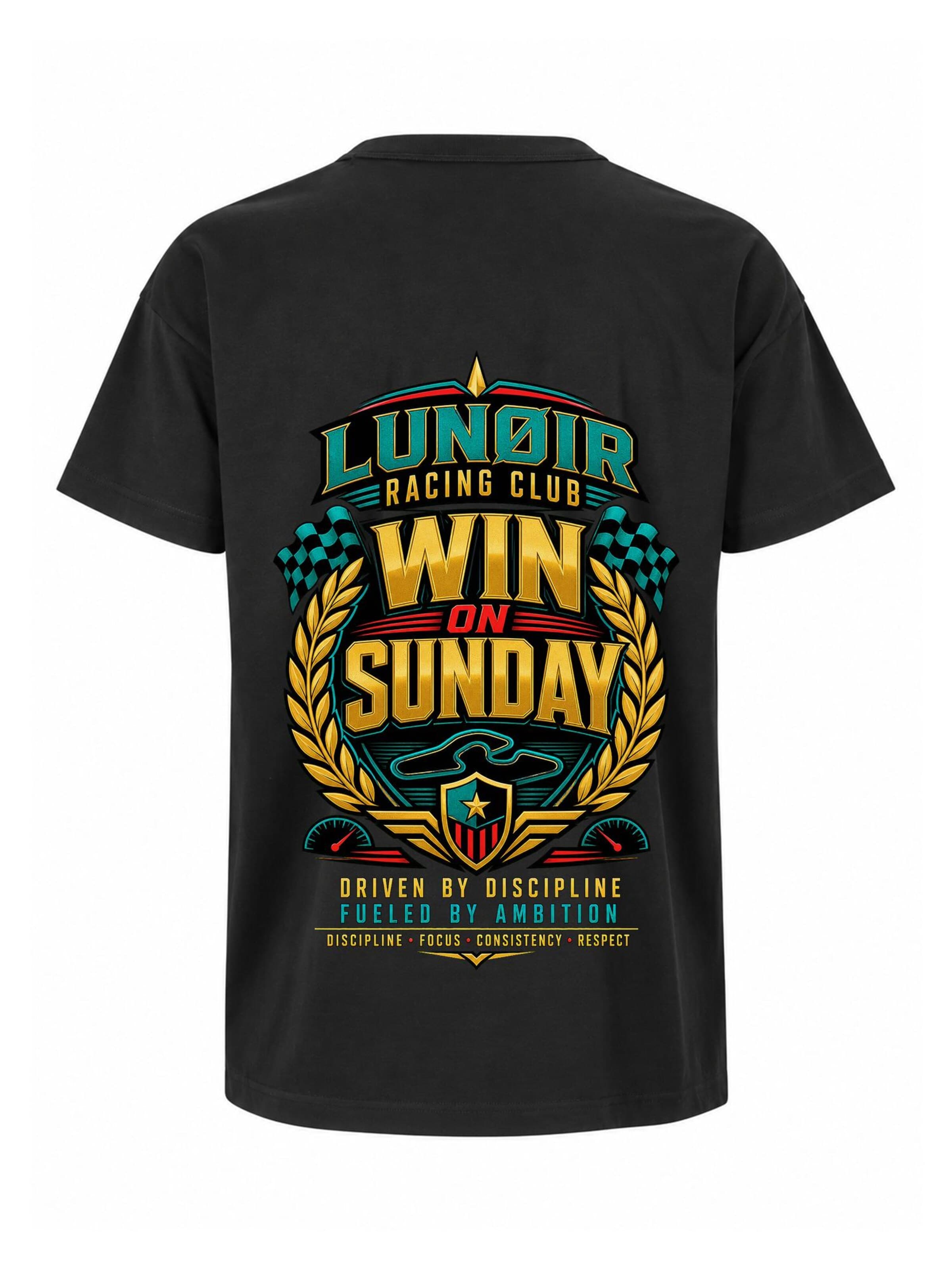 LUNØIR Studio Shirt 'Win on Sunday'‌‌‌‌‌‌‌‌ in Schwarz: Vorderseite