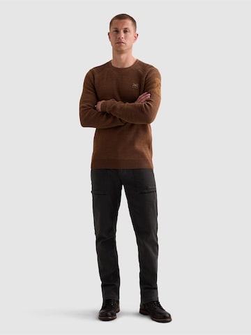 PME Legend Trui 'Pullover in cotton mélange with flight pocket' in Bruin