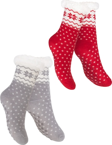 footstar Socken 'Haussocken' in Grau: Vorderseite