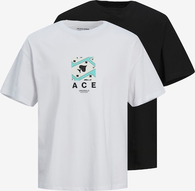 JACK & JONES T-Shirt 'BLOCK POP' en aqua / jaune / noir / blanc, Vue avec produit