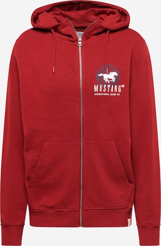 MUSTANG Zip-Up Hoodie 'Brian' in Red: front