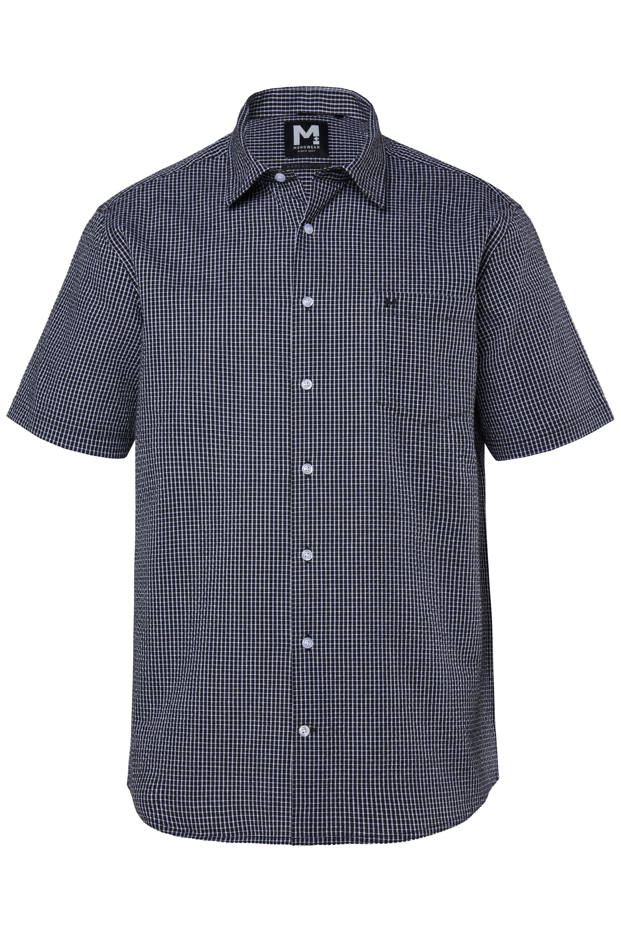 Men Plus Comfort fit Overhemd in Zwart: voorkant