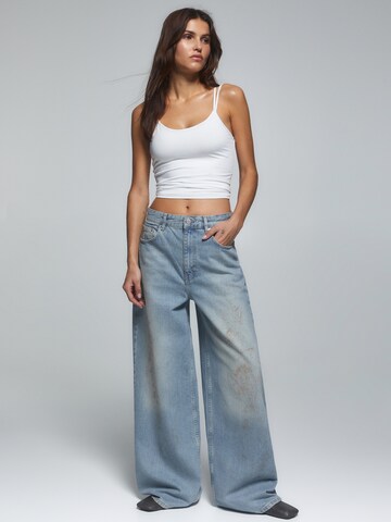 Pull&Bear Wide leg Jeans in Blauw